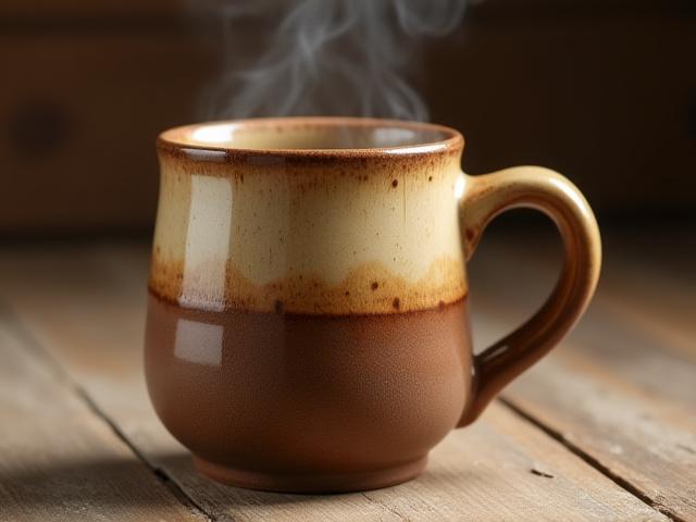 Rustic ceramic coffee mug with an ergonomic handle
