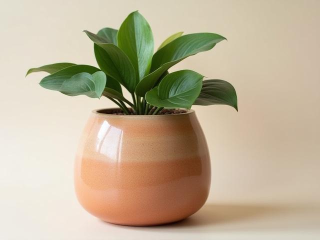 Large textured ceramic planter for indoor plants