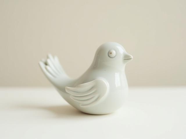 Small ceramic bird sculpture with glazed finish, for home decor