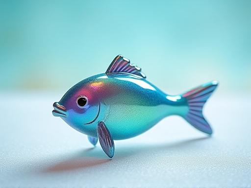 Small glass fish sculpture in iridescent colors